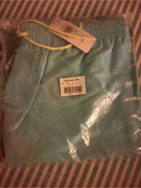 Guess Men Light Aqua Drawstring Swim Trunks - Casual Comfort
